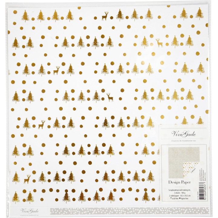 Комплект 3 броя опаковъчна хартия за подаръци, GDD, 30,5x30,5см, 180гр