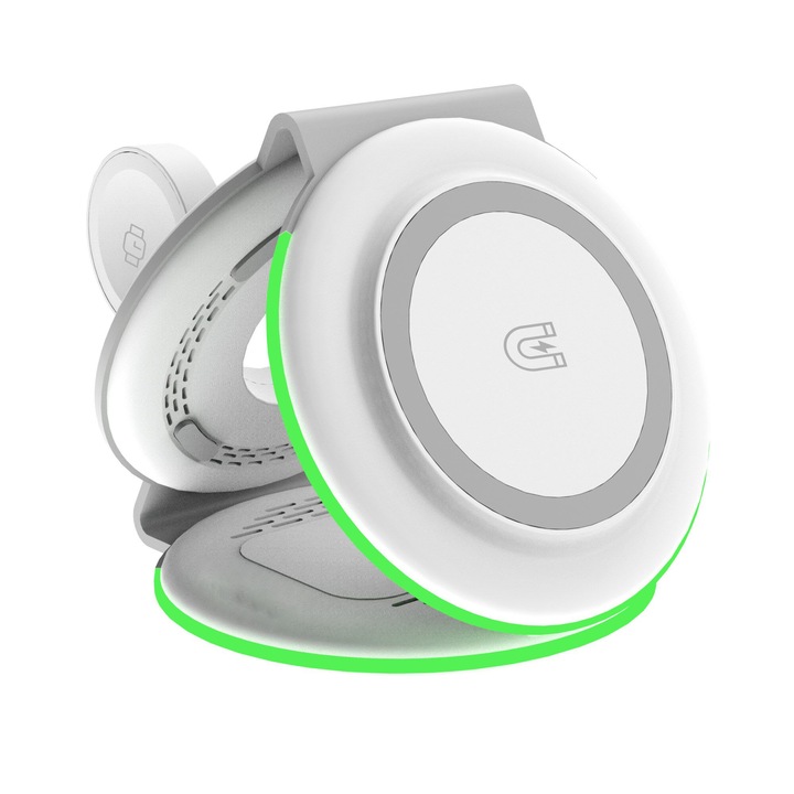 Incarcator wireless, 3in1, 15W, Alb