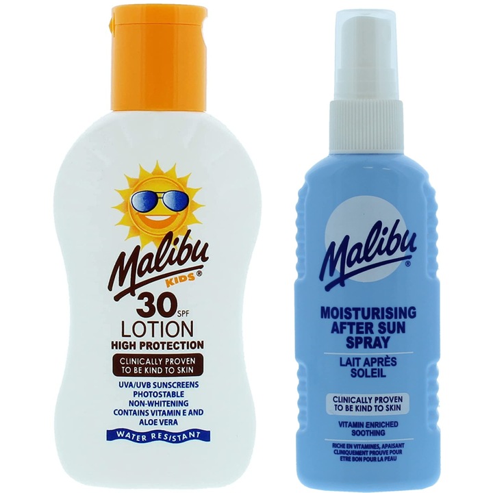 Set lotiune/spray SPF 30, Malibu, 2x100 ml