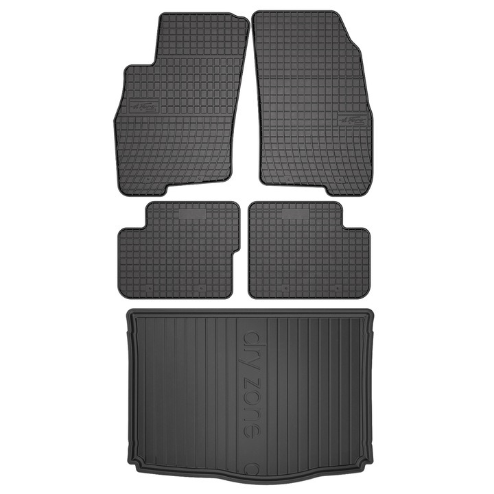 Set 5 covorase auto Frogum pentru Fiat Grande Punto 2005-2012, Cauciuc, Negru