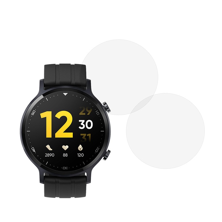 Set 2 x Folie compatibila cu Realme Watch S, InvisiFlex Full Glue, Silicon hydrogel regenerabil, Anti soc si anti spargeri, SlimLine NanoShield, Transparenta