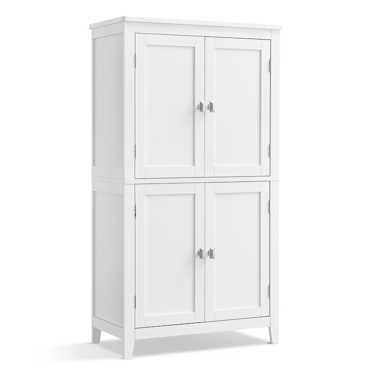 VASAGLE Dulap de baie, din MDF, cu 2 compartimente si 4 usi, rafturi reglabile, 30x60x110cm, alb