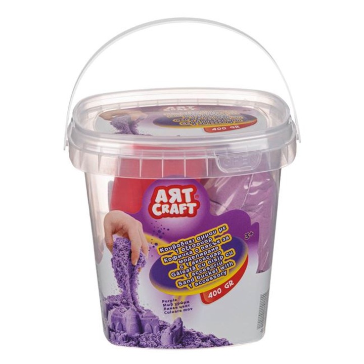 Творчески кинетичен пясък в лилава кофа и лопата 400 гр