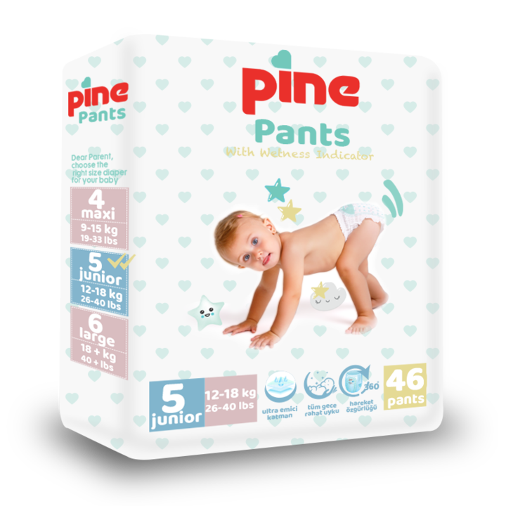 Scutece tip chilot pentru bebelusi Pine Pants - Pachet Advantage - Pine Junior 12-18 kg x 46 buc