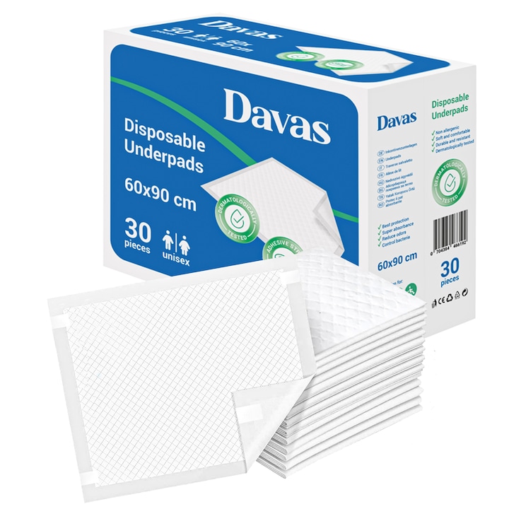 Протектори за легло Davas, 60x90 см, 30 бр., първокласна гама, 5 слоя, с фиксиращи ленти