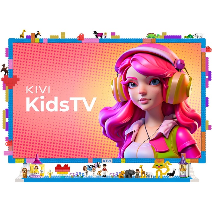 Android Smart TV gyerekeknek KIVI - KidsTV, 32", 80 cm, Full HD, gyenge kék fény, kék-fehér