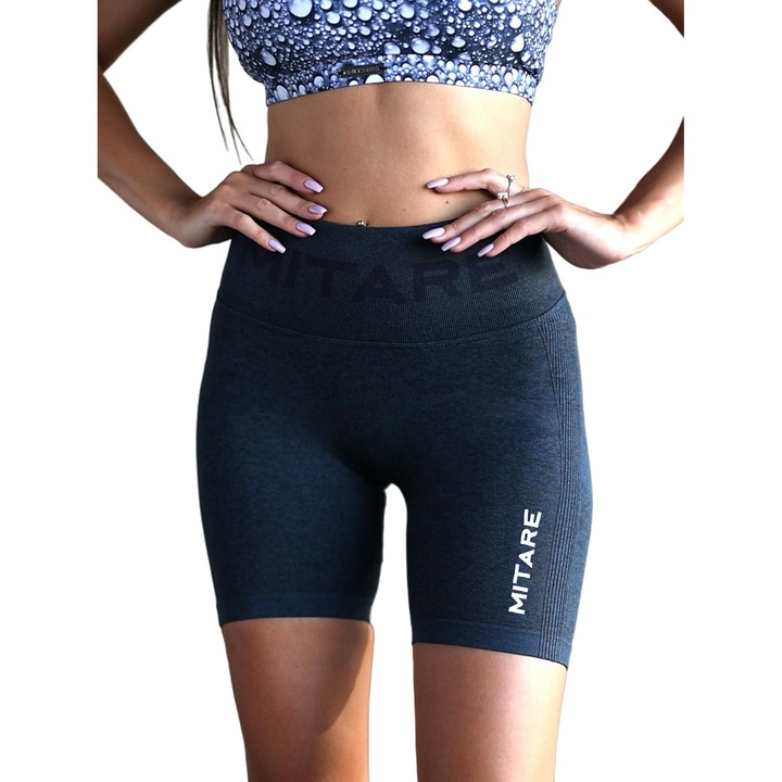 Pantaloni scurti fara cusaturi, MITARE, Nylon, Bleumarin, S