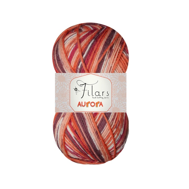 Fir Textil Filars Aurora 4271, pentru crosetat si tricotat, lana, multicolor, 400 m