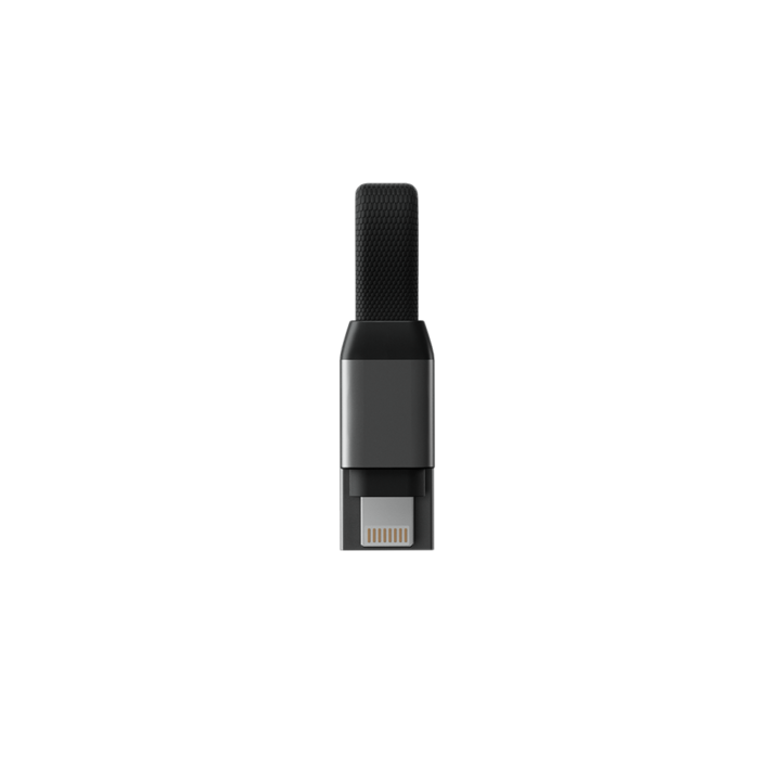 Cablu de Date si Incarcare inCharge PRO, Certificat MFi, USB la Lightning, Tip Breloc Chei cu Inchidere Magnetica, Ultra Slim si Portabil, Transfer Date pana la 480 Mbps, Incarcare Rapida 15W, 5 cm, Gri Spatial