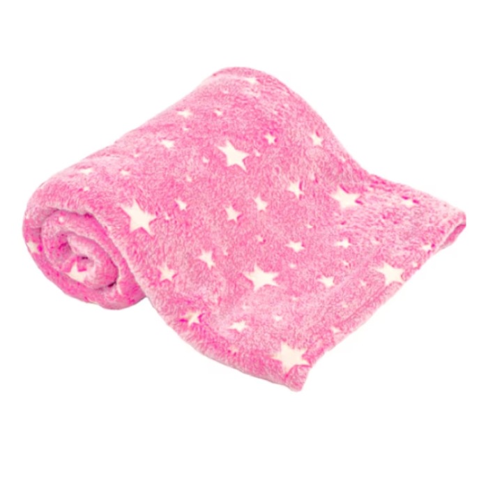 Магическо килимче, звезди светят в мрака, розово, фосфоресциращо, меко и удобно, 150 х 110 см