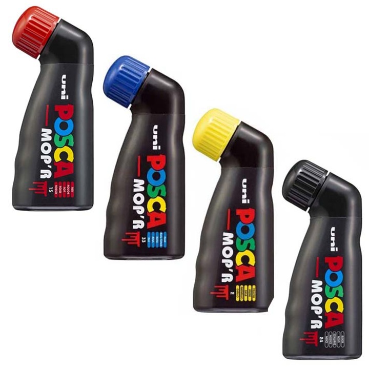 Маркер UNI PCM22 Posca 3-19 мм, Mop'R, връх гъба, комплект 4 цвята