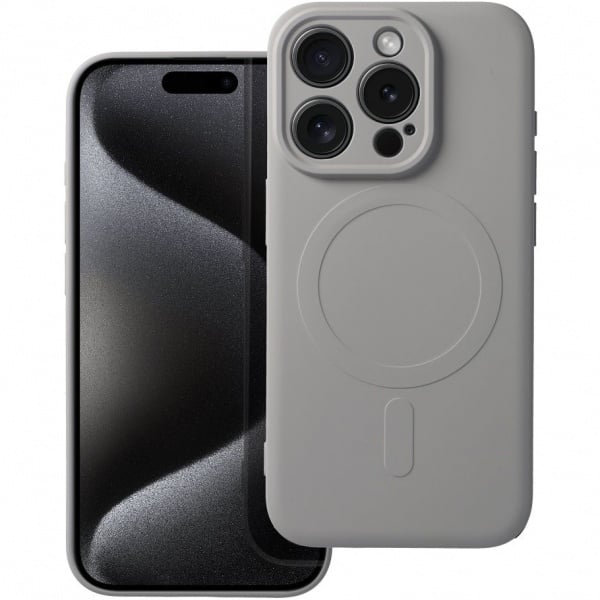 Husa din silicon Mag Cover compatibila cu MagSafe pentru iPHONE 15 Pro Max, gri