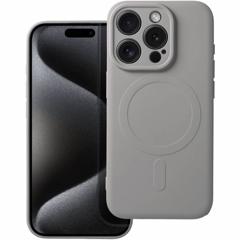 Husa din silicon Mag Cover compatibila cu MagSafe pentru iPHONE 15 Pro Max, gri