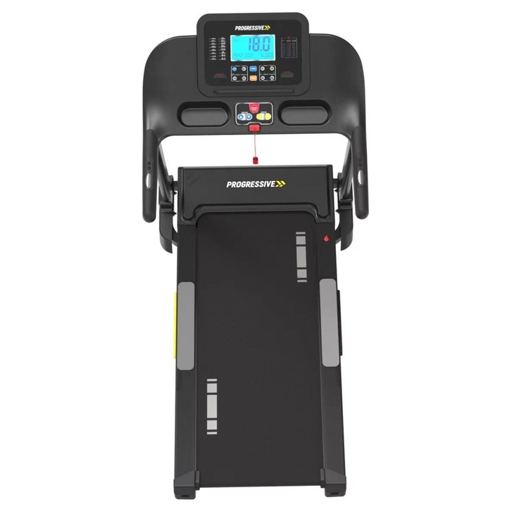 Banda de alergat electrica PROGRESSIVE RUN4000NTECH, viteza maxima 18 hm/h, motor in sarcina maxima 4.5 CP/ constant 2.5 CP, suprafata alergare 120x 52 cm, inclinare motorizata, sistem atenuare socuri, 16 programe, greutate maxima utilizator 150 kg