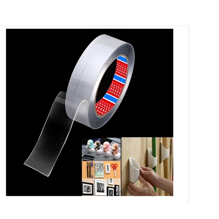 Banda Dubla Adeziva Siliconica Transparenta, Rezistenta la Apa, 5 m, Neo™