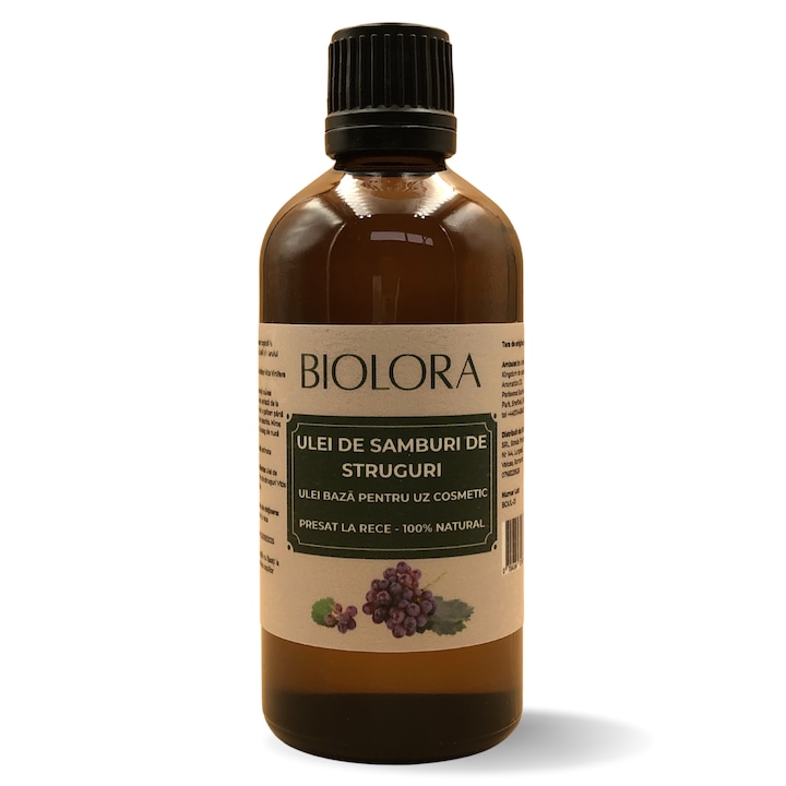 Студено пресовано масло от гроздови семки, 100% натурално, за козметична употреба, за грижа за кожата и косата, 100 ml