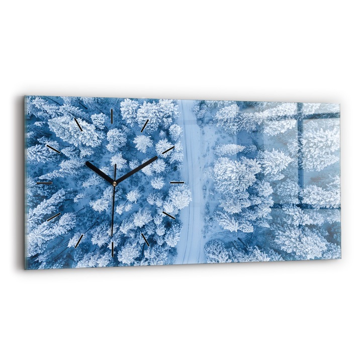 Falióra, Wallfluent, üveg, Fekete mutatók, Nincsenek számok, Erdő a madár repülésétől, Fehér, Téglalap 60x30 cm, 010010500030200268386