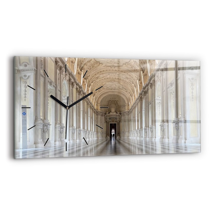 Falióra, Wallfluent, üveg, Fekete mutatók, Nincsenek számok, La Veneria Reale Múzeum, Fehér, Téglalap 60x30 cm, 010010500030200268372