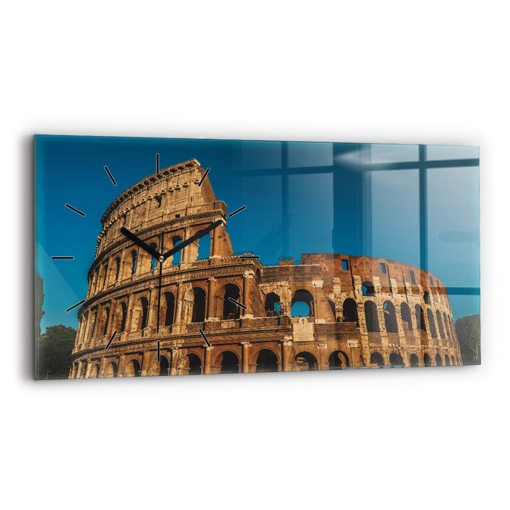 Falióra, Wallfluent, üveg, Fekete mutatók, Nincs számjegy, Colosseum Olaszországban, Sárga, Téglalap 60x30 cm, 010010500030200268399