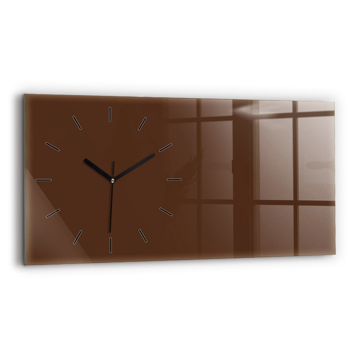 Falióra, Wallfluent, üveg, Fekete mutatók, Számok nélkül, Barna, Téglalap 60x30 cm, 010010500030200268337