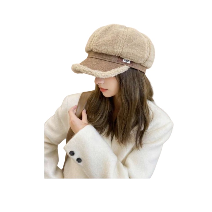 Bereta pentru dama potrivita pentru sezonul rece, diametru 58 cm, culoarea bej, The Casius.®