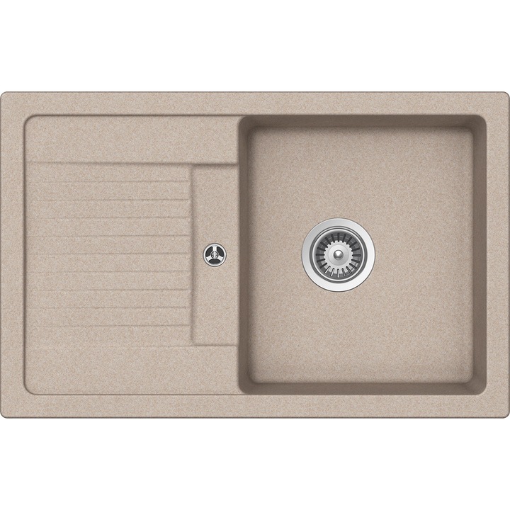 Chiuveta bucatarie Schock Lima D-100S Cristalite Sabbia 780 x 500 mm, granit, reversibila, montare pe blat, nisip
