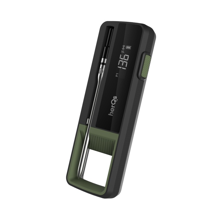 Кухненски термометър, HerQs, Double Max, цифров, Bluetooth, черен и зелен