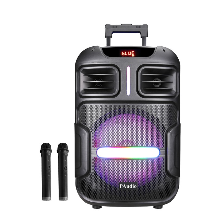 Boxa Karaoke, PAudio, PA-153, 15 inchi, 2xMicrofoane wireless, Negru