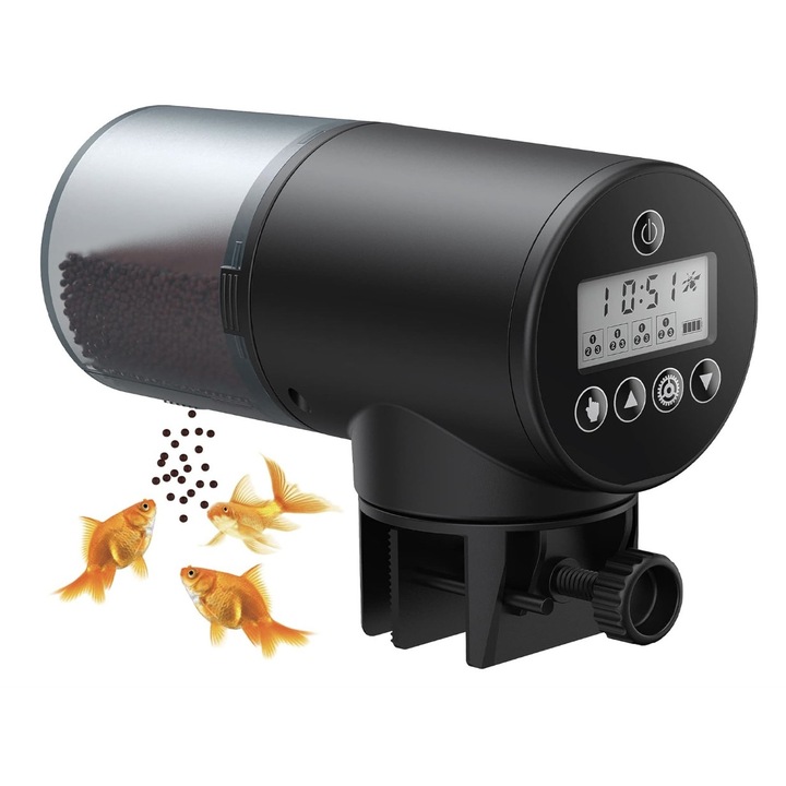 Hranitor automat pentru acvariu, capacitate mare, display digital, potrivit pentru rezervor de pesti, rezervor de broaste testoase
