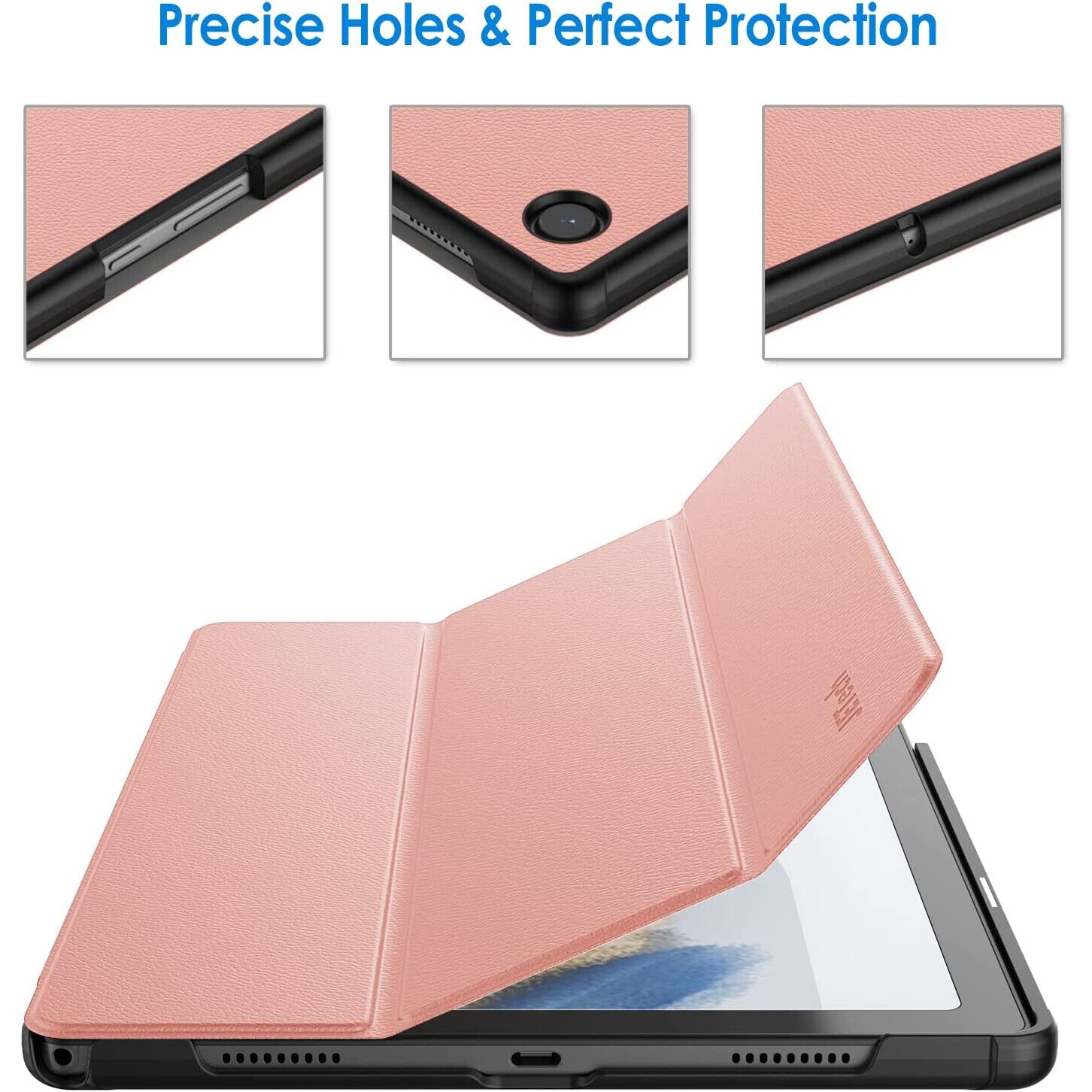 Husa Slim Sigloo, Smart Cover, Trifold, pentru tableta Samsung Galaxy Tab A8 10.5 inch (2022/2021) SM-X200 / X205 / X207, model Rose Gold