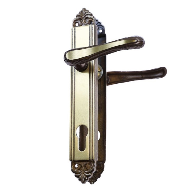 Дръжка с вътрешен праг, Verofer Simona 90/255 мм, за цилиндър, месинг, бронзов цвят