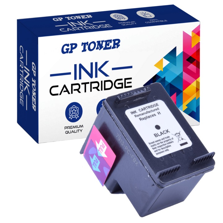 Касета с мастило, GpToner, съвместима с HP F6V25AE GP-H652XL BK Black
