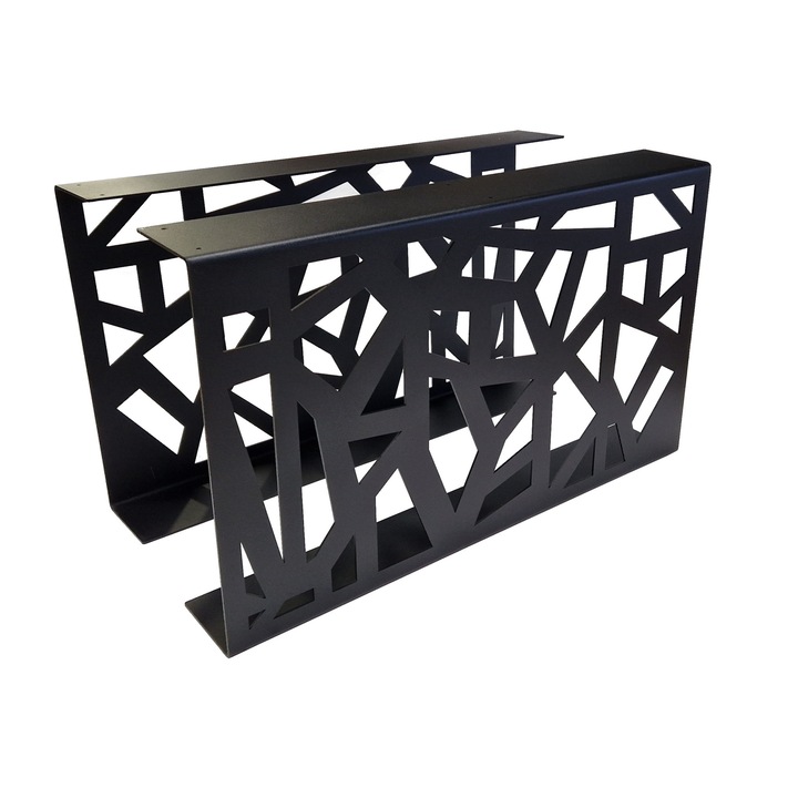 Set 2 picioare pentru masute cafea, Vopsire in camp electrostic, Negru mat, 45x70 cm