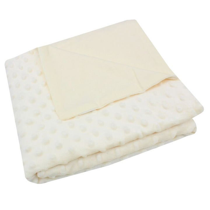 Paturica minky verso bumbac, soft, crem, 100 x 80 cm