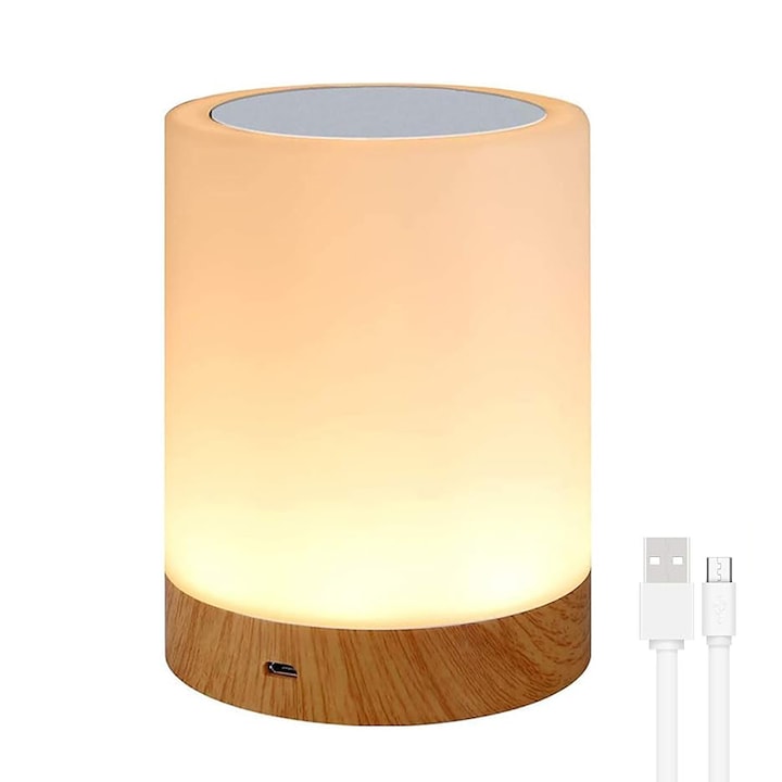 Лампа за събуждане със сензорно управление, VIELLAN, Регулируема LED светлина, RGB, Функция за промяна на интензитета и цвета, 95x120mm