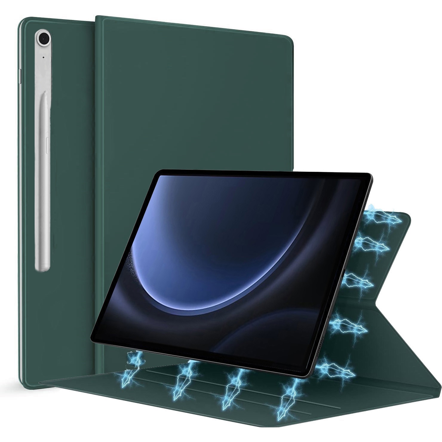 Husa Premium Magnetica Slim pentru Samsung Galaxy Tab S9 (FE) 11.0", Smart Cover, Verde Marin
