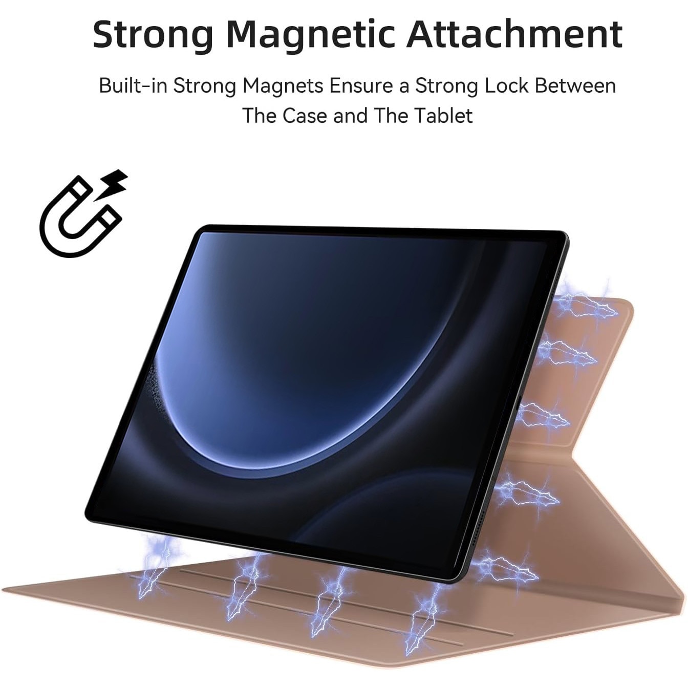 Husa Premium Magnetica Slim pentru Samsung Galaxy Tab S9 (FE) Plus 12.4", Smart Cover, Rose Gold