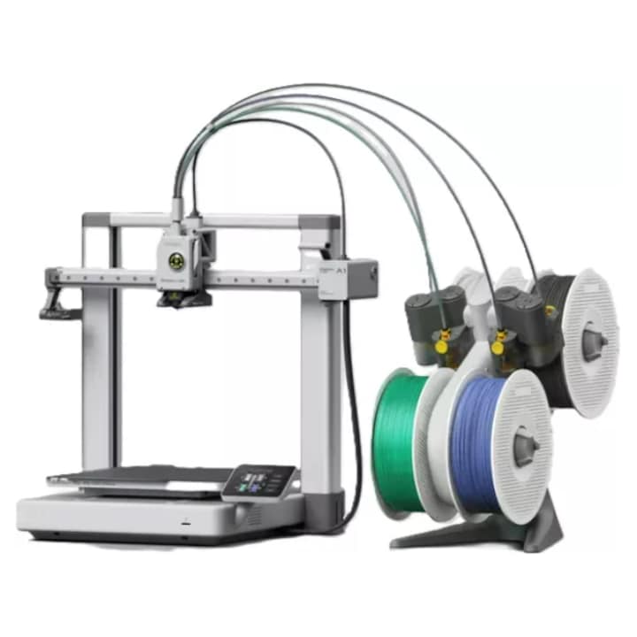 Imprimanta 3D Bambu Lab A1 combo, sistem imprimare cu maxim 4 culori, 256x 256x 256 mm, calibrare automata