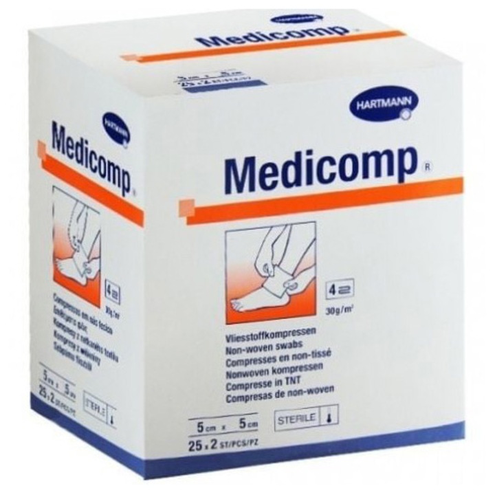 Comprese extra sterile Hartmann, Medicomp, 5 x 5 cm