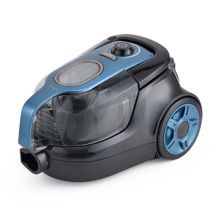 Прахосмукачка с контейнер MUHLER MVC80-BS, 2L, 850W, Регулируема сила на засмукване, Защита против прегряване, HEPA филтър, Работен обхват 8m, Черен/Син