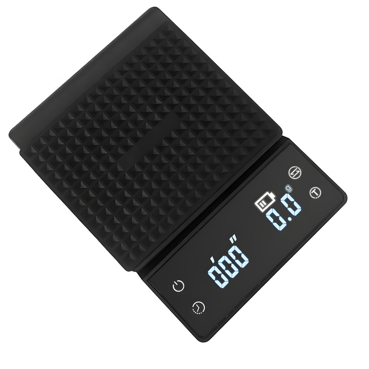 Elektronikus kávémérleg érintőképernyővel, 0, 1g-3kg, időzítő, LED, kemény változat, akkumulátor