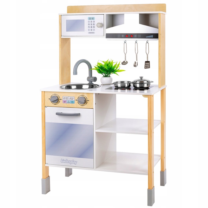Gyerekkonyha, Kinderplay, fa, interaktív, páraelszívó, kiegészítők, 100 cm