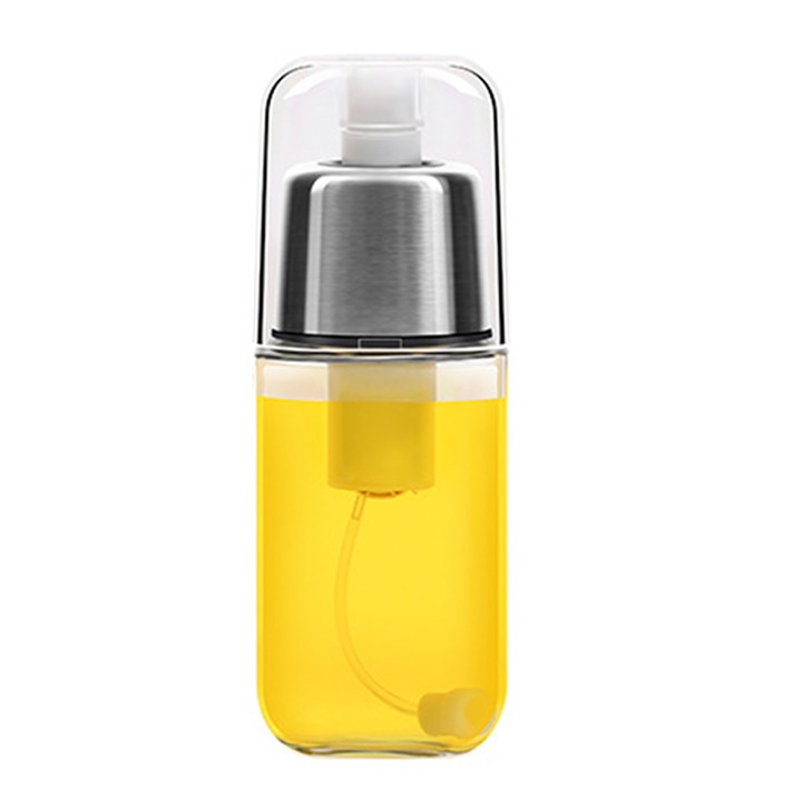 Pulverizator de ulei QttvbTna, plastic, 200ml, argintiu/transparent, 15.2x5.6cm