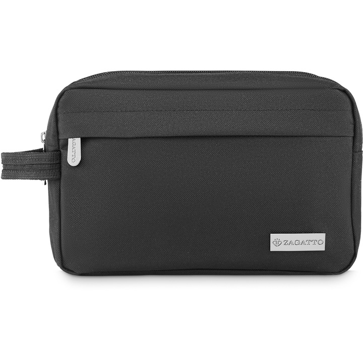 Geanta cosmetice, Zagatto®, Negra, Cu doua compartimente, Universala, Multifunctionala, Impermeabila, Maner confortabil, Usoara, Spatioasa, 18x25x13cm, ZG841