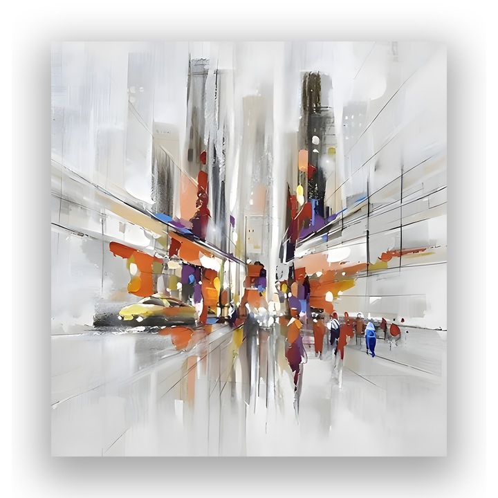 Първокласна картина на платно, LuxCanva C1013, абстрактна, 90 X 90 CM, 100% памучно платно 400g/m2, дървена рамка, абстрактна, цветове, всекидневна, спалня, офис, релаксация, живи цветове