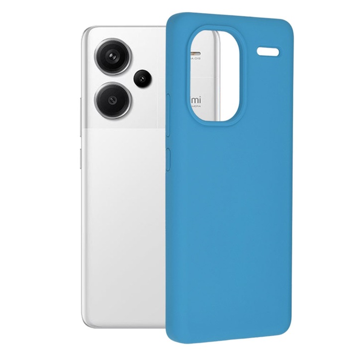 Husa de silicon TPU pentru Xiaomi Redmi Note 13 Pro Plus, Interior Microfibra, Soft Touch, Slim Fit, Durabil, Flexibil, Albastru