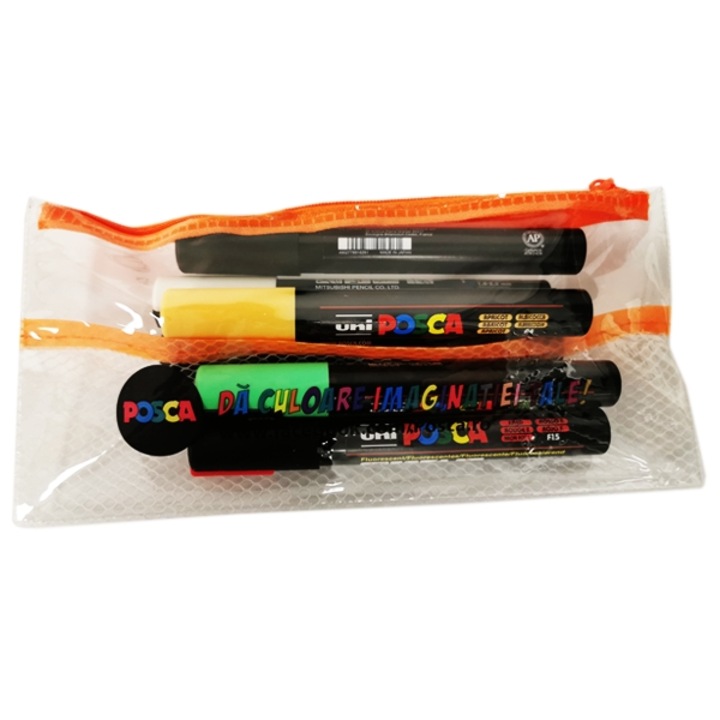 Карта от 6 маркера UNI Posca PC-3M, PC-5M и PWE-5M, различни цветове, постоянен, среден връх, M1151_V1