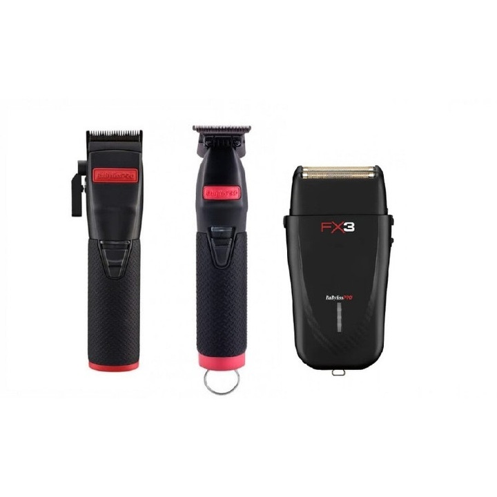 Комплект за подстригване, Babyliss 4Artists Red And Black Pro, машинка за подстригване, контурна машина и самобръсначка
