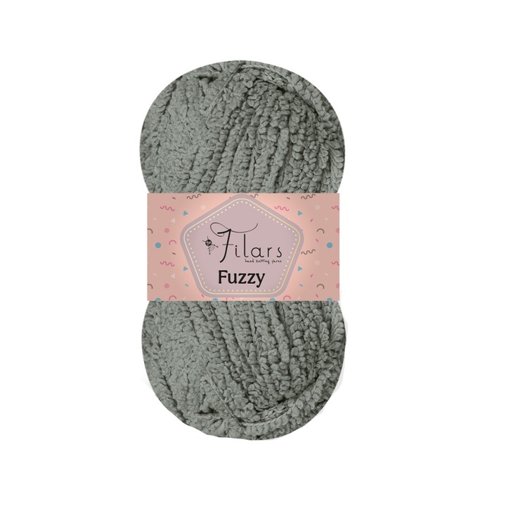 Fir Textil Filars Fuzzy 8, pentru crosetat si tricotat, poliester, gri, 100 m