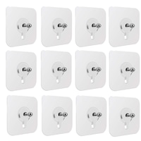 Set 12 suruburi cu banda adeziva, NUODWELL, Rezistent la apa si la umiditate, Design autoadeziv, Pentru camera de zi, bucatarie, baie, dormitor si birou, PVC, 6 x 6cm, Transparent